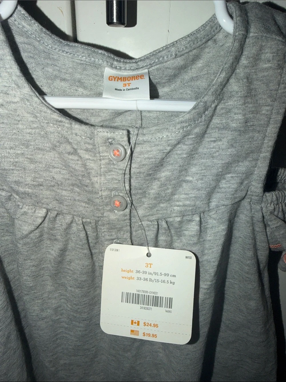 Gymboree Girls' Grey Cold-Shoulder Top with Pink Trim